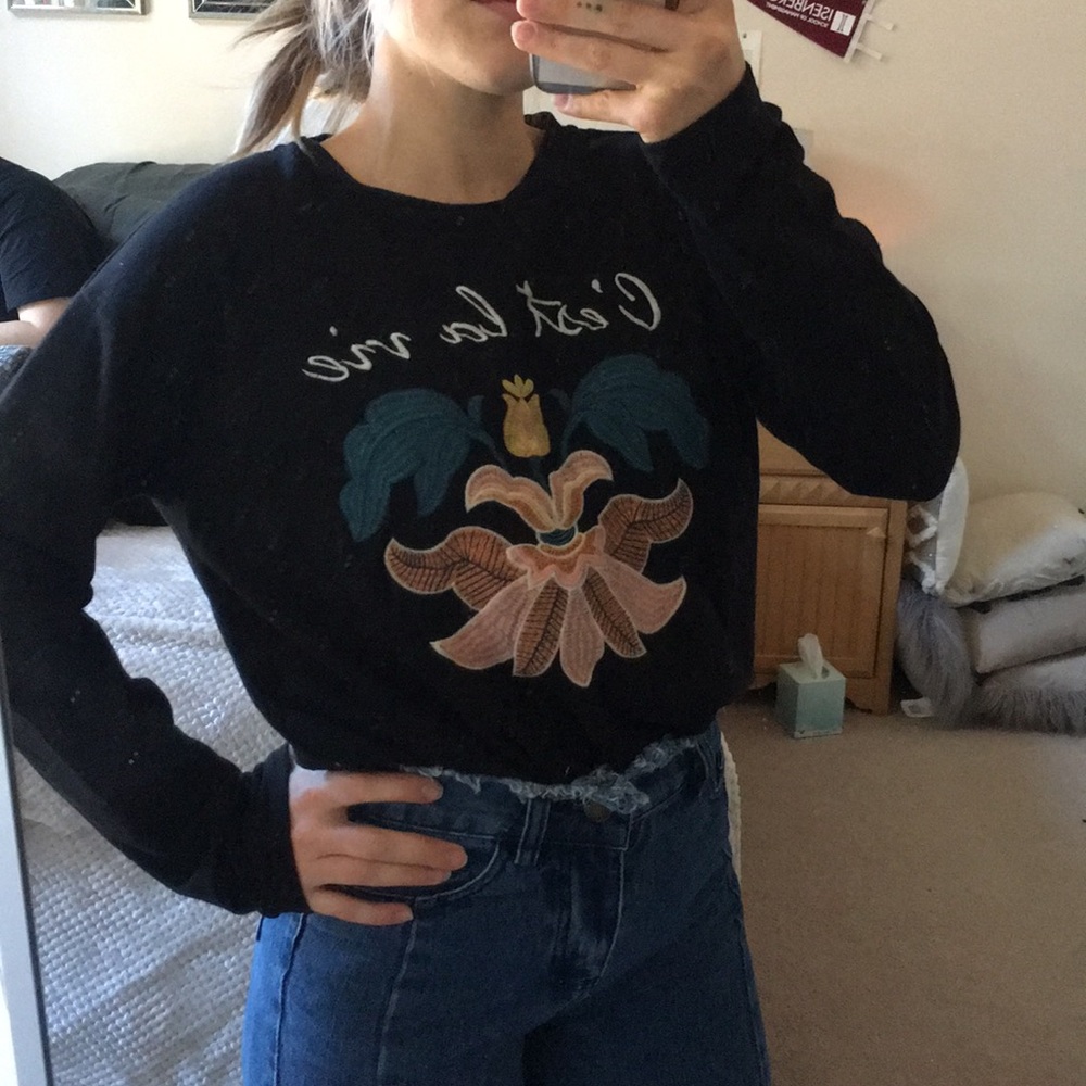 Embroidered Long Sleeve Graphic Tee